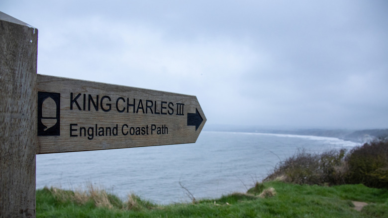 Sign for the King Charles III England Coast Path