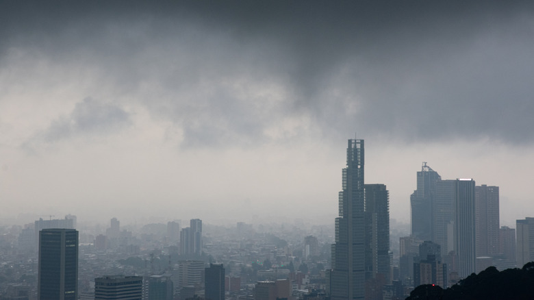A dark storm looming over the city of Bogotá.