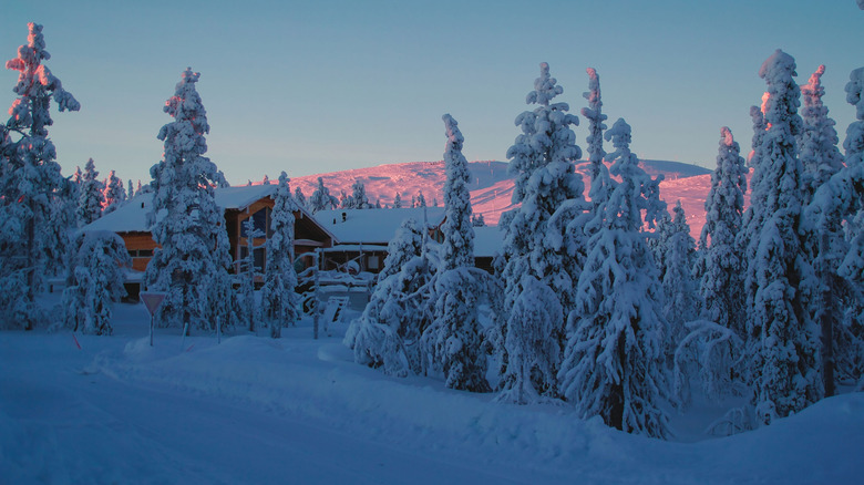 The blue moment before the sunset in Finnish Lapland.