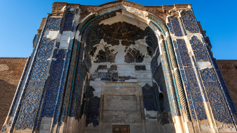 The entrance to a great mosque in Iran that was damaged during a major earthquake