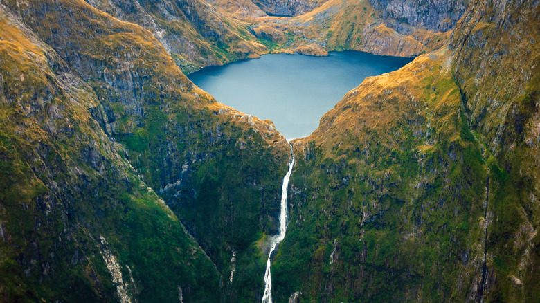 Lake Quill and Sutherland Falls in New Zealand