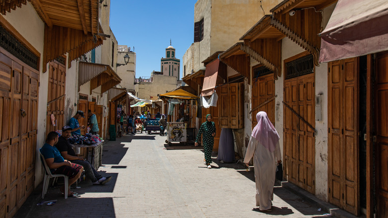 Traditional narrow streets of Fez El Bali, Morocco