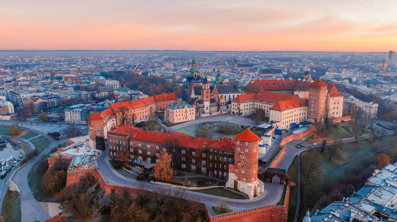 Aerial view of Wawel Castle, Krakow