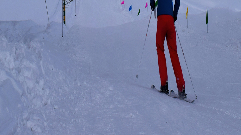 Gulmarg skiers going down a hill
