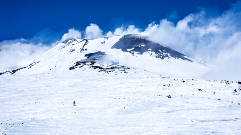 A skier on Mount Etna