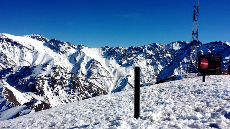 Oukaïmeden, Morocco ski resort view with snowy mountains