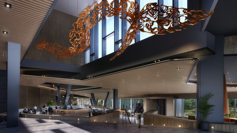 Lobby rendering at The Cormorant at 55 South in Puerto Williams, Chile