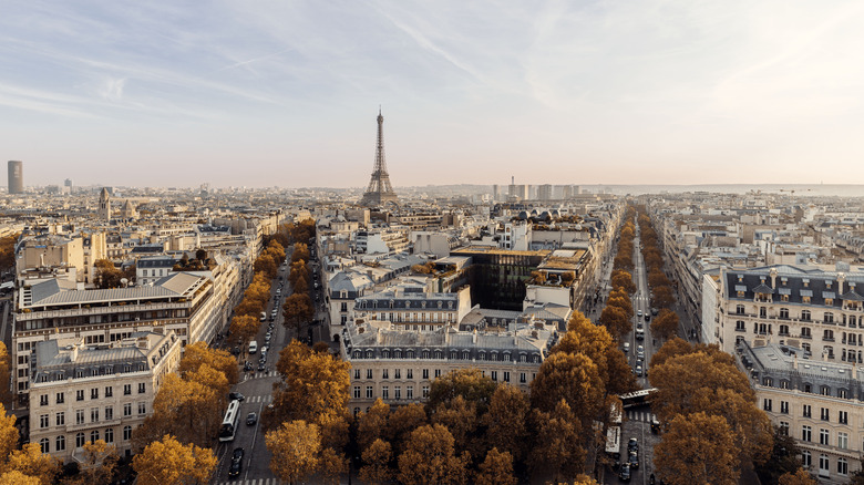Paris with Eiffel Tower and surrounding buildings
