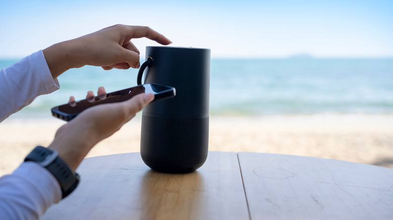 Bluetooth speaker at the beach