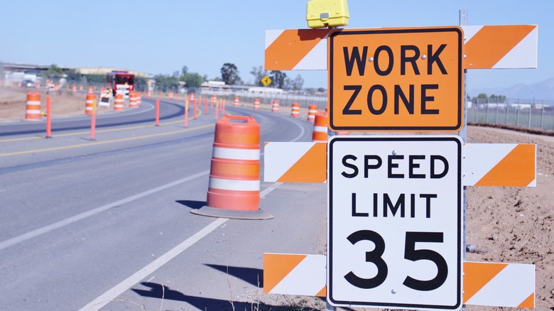 A road work zone in Perris, California