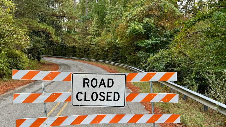 A road closing in Mississippi