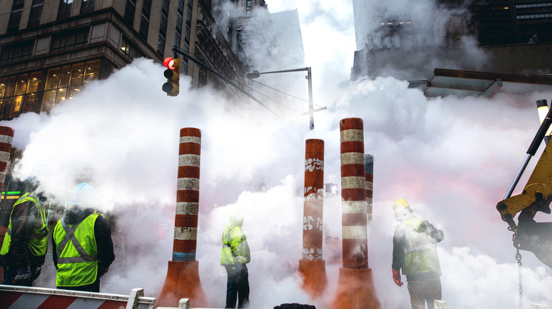 Road work in Lower Manhattan, New York City