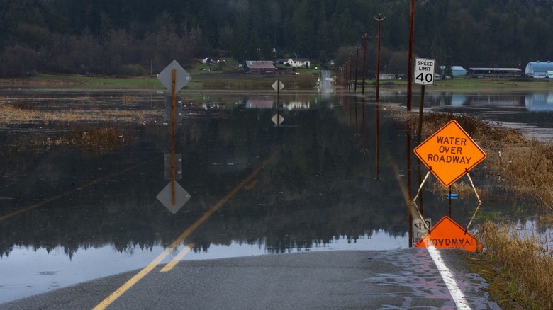 A flooded road in Washington
