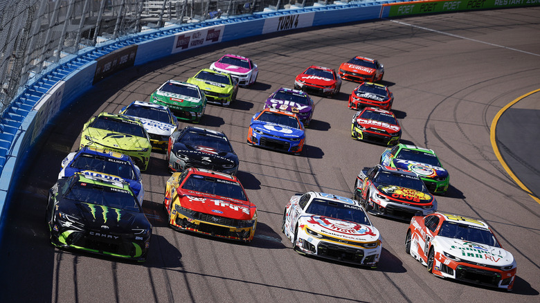 View of Avondale track with NASCAR vehicles