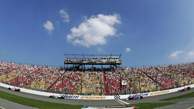 Wide angle shot of stands at Nazareth Speedway in 2004.