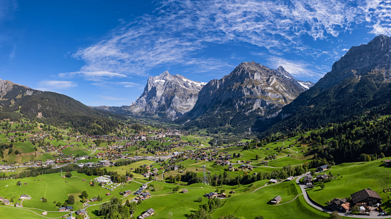 An aerial view of Grindelwald, Switzerland