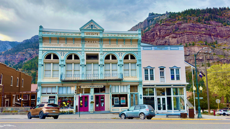 The historic Wrights Hall building in Ouray, Colorado