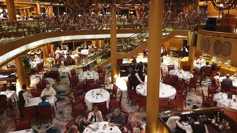 Dining room aboard a Holland America cruise ship