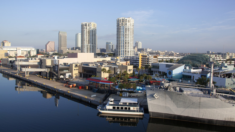 Tampa skyline, with a port in the foreground