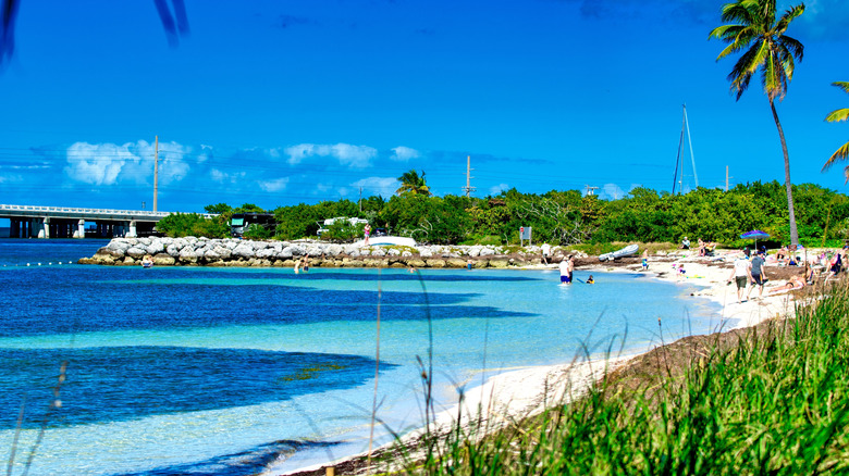Tourists on a beach on Bahia Honda State Park