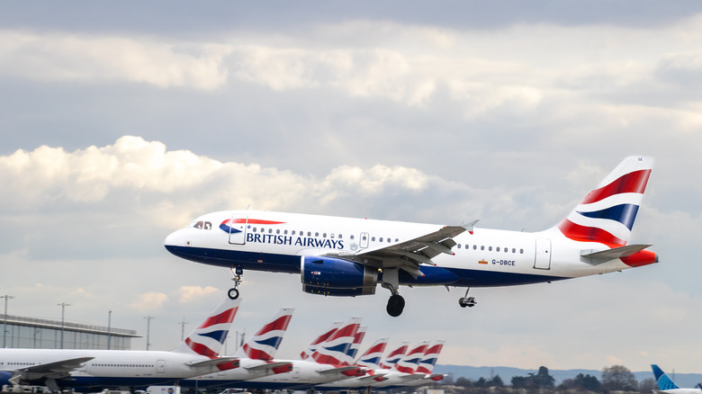 British Airways flight landing at Heathrow