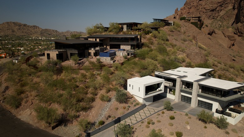 Modern homes on the hillside in Paradise, Valley
