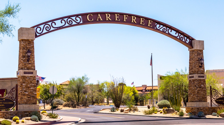 Sign of entrance to Carefree, Arizona
