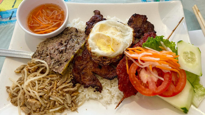 A plate of Vietnamese food from Lang Van in Charlotte, North Carolina