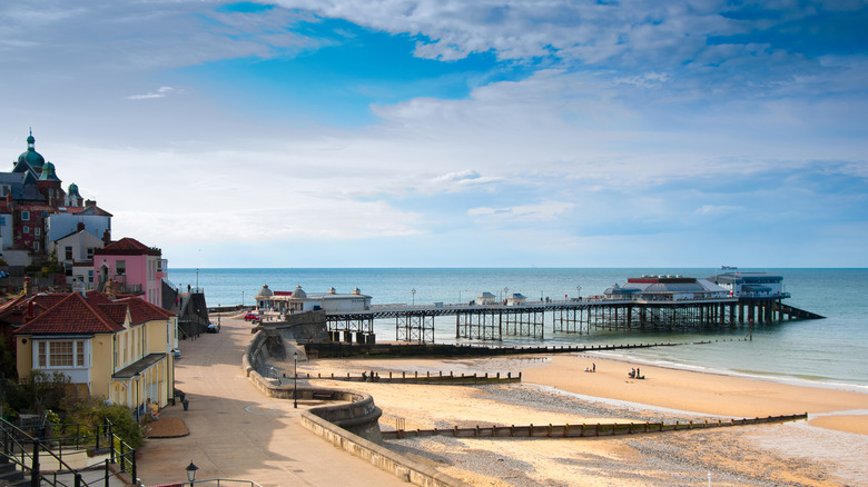 Cromer Pier, Norfolk, with a historic English seaside promenade