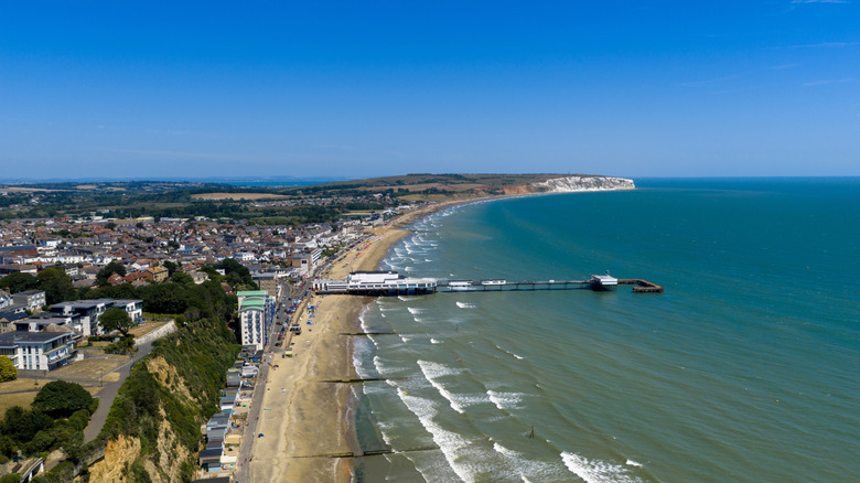 Sandown Pier on the coast of Isle of Wight