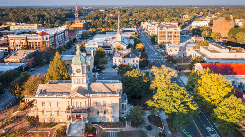 aerial view of Athens at dawn