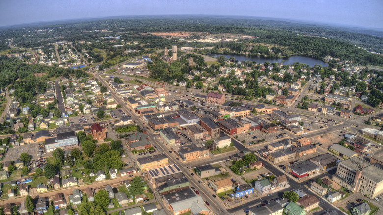 An aerial view of Ishpeming