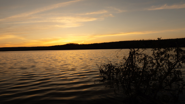 A view of Thumb Lake in Michigan at sunset