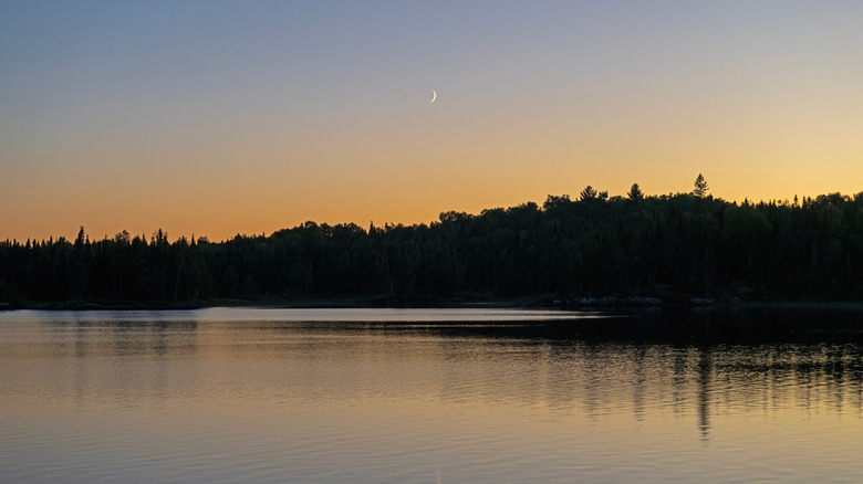 Sunset over Saganaga Lake in Minnesota.