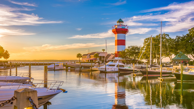 The iconic Harbour Town Lighthouse, a landmark of Hilton Head Island, South Carolina