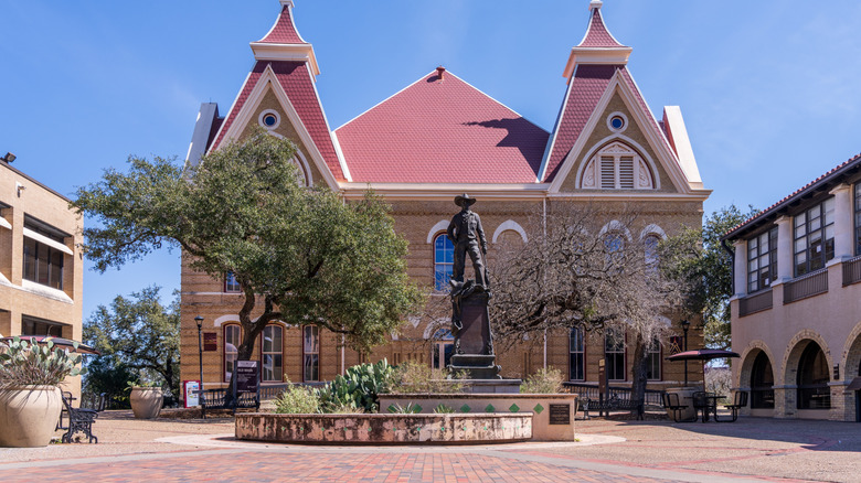 Historic building of Old Main on the campus of Texas State University in San Marcos