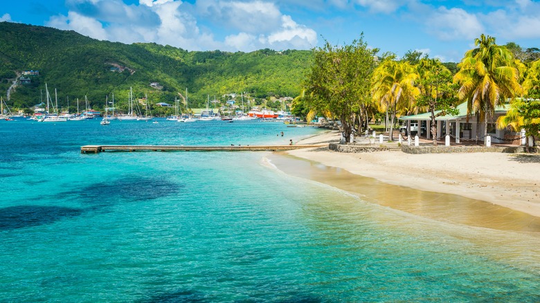 A pier on the beach at Port Elizabeth, Bequia