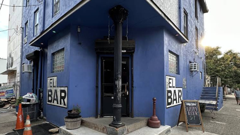Exterior of blue El Bar building in Philadelphia