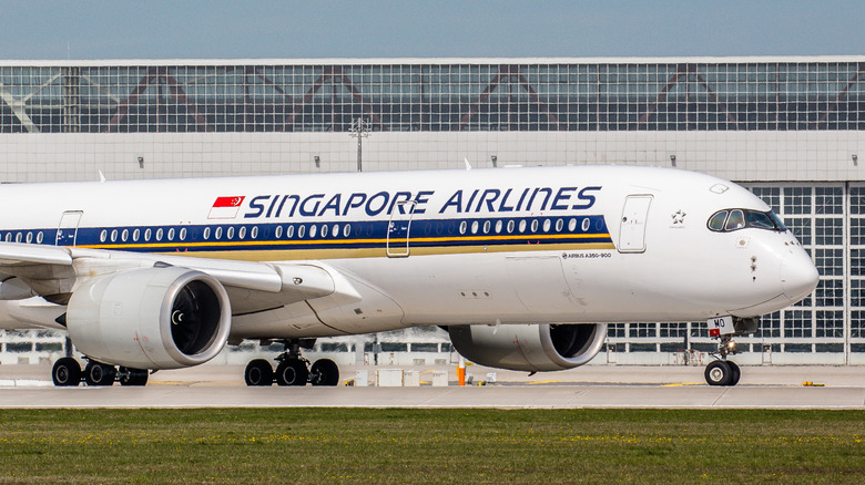 A Singapore Airlines plane on the runway