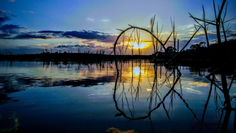 An orange sky over Lake Sirena in Florida