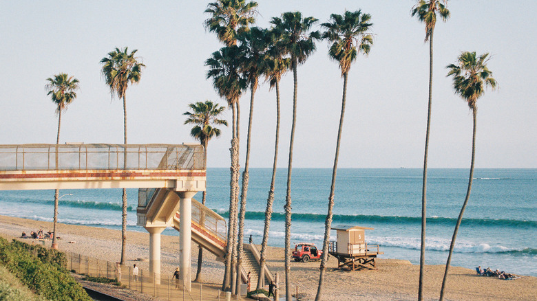 A wave breaks along San Clemente beach
