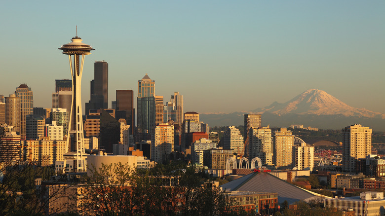 Seattle skyline sunset