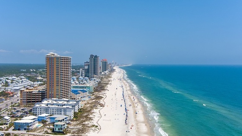 An aerial view of Gulf Shores beach, Alabama