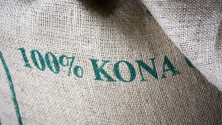A bag of Kona coffee at the Kona Coffee Living History Farm on Big Island.