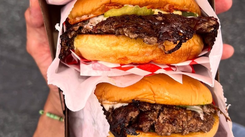 two smash burgers from Softies