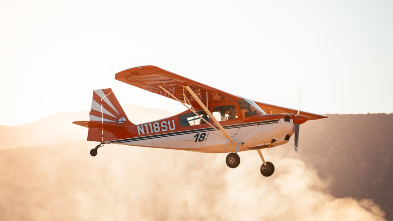 Small, propeller plane flying from Cedar City, Utah
