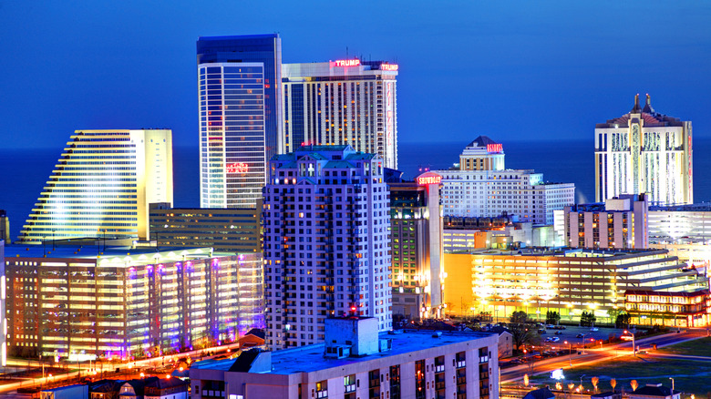 Nighttime skyline in Atlantic City