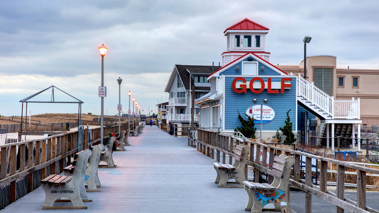 Evening view of the one mile Jenkinson's Boardwalk along Point Pleasant Beach