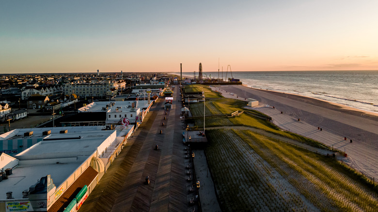 Seaside Heights beach and boardwalk from above