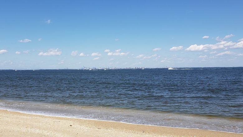 Sandy Hook's North Beach, with New York City in the distance